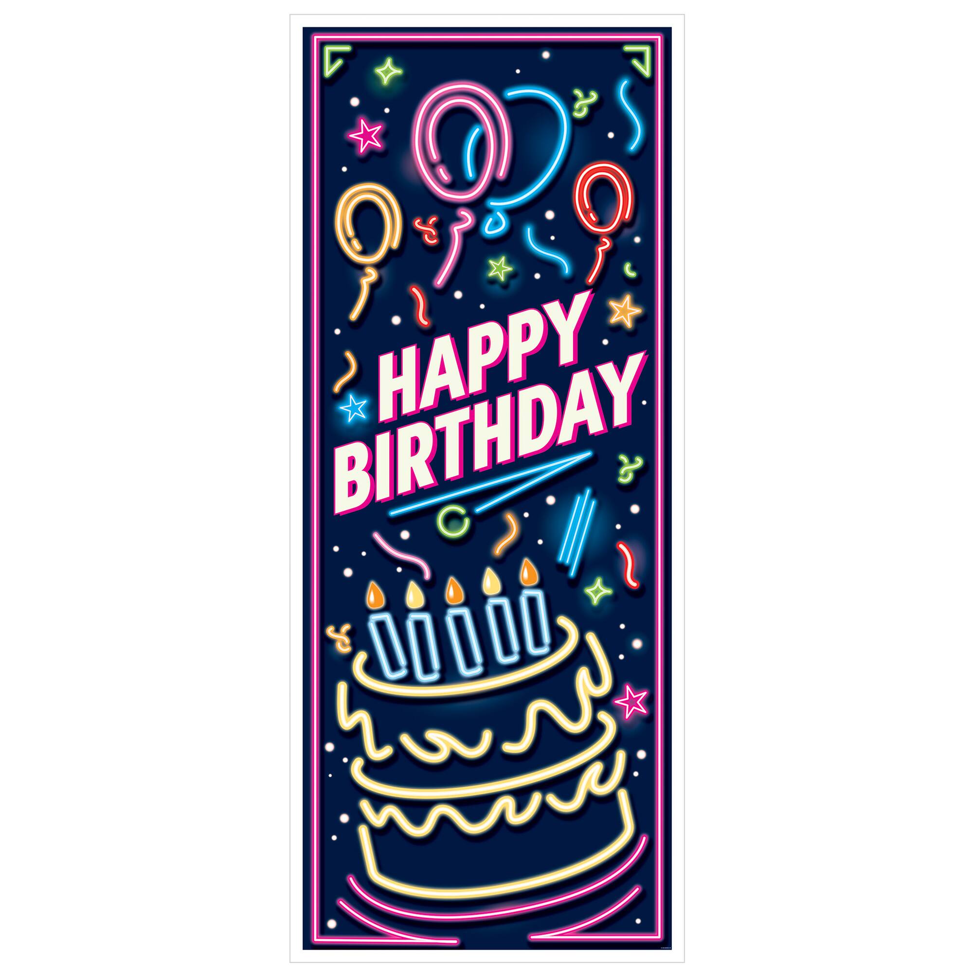 Beistle 30" x 6ft. Neon Happy Birthday Door Covers, 2ct.